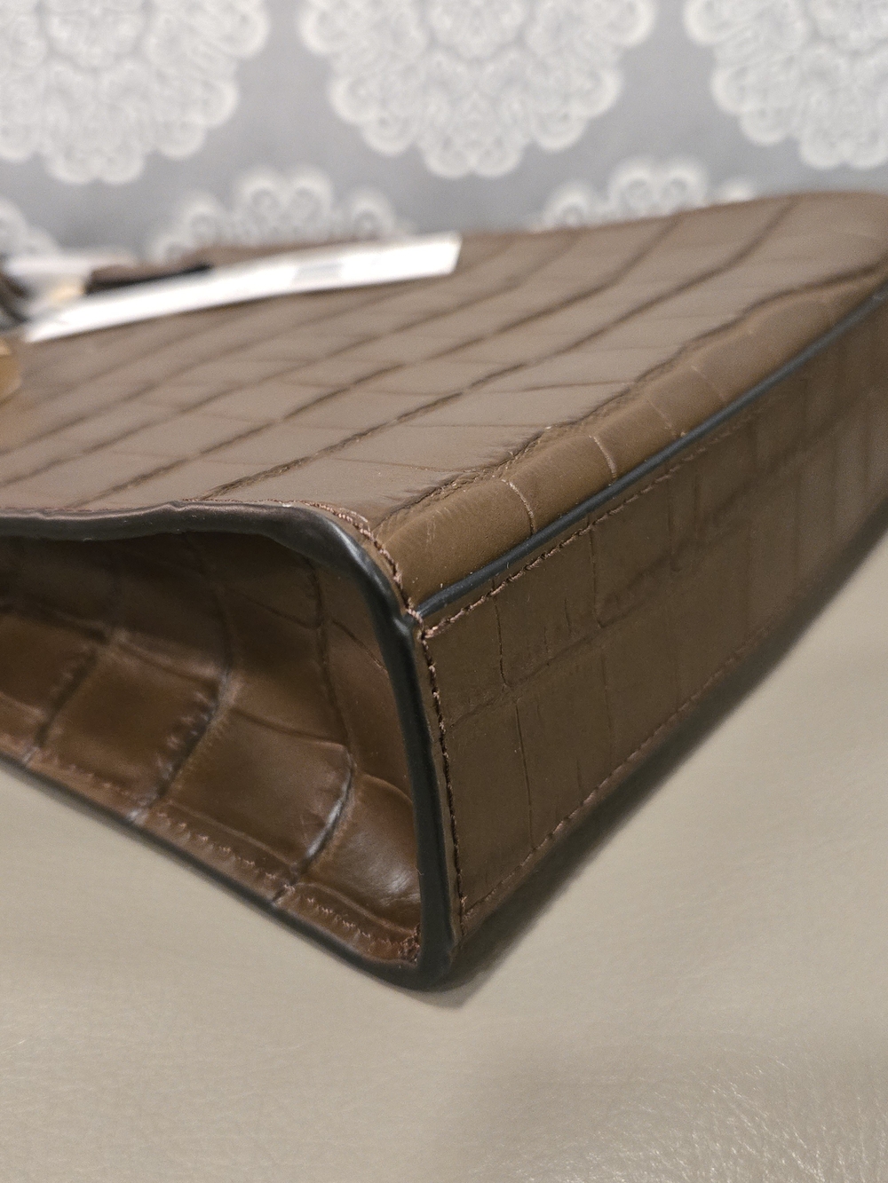 Marc Jacobs Dark Brown Croc-Embossed Leather Tote With Crossbody Strap - Picture 8 of 9